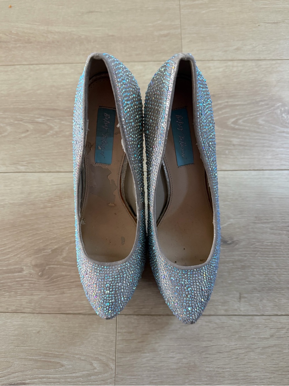 Betsey Johnson WISH Platform Wedding Crystals Bling Daffodil Pump Shoes 10 US - Picture 2 of 8